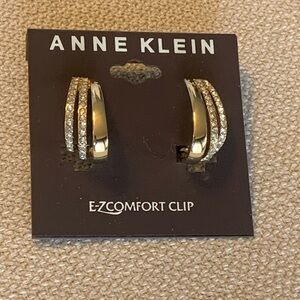 Anne Klein Gold Colour and Cubic Zirconia Clip Earrings